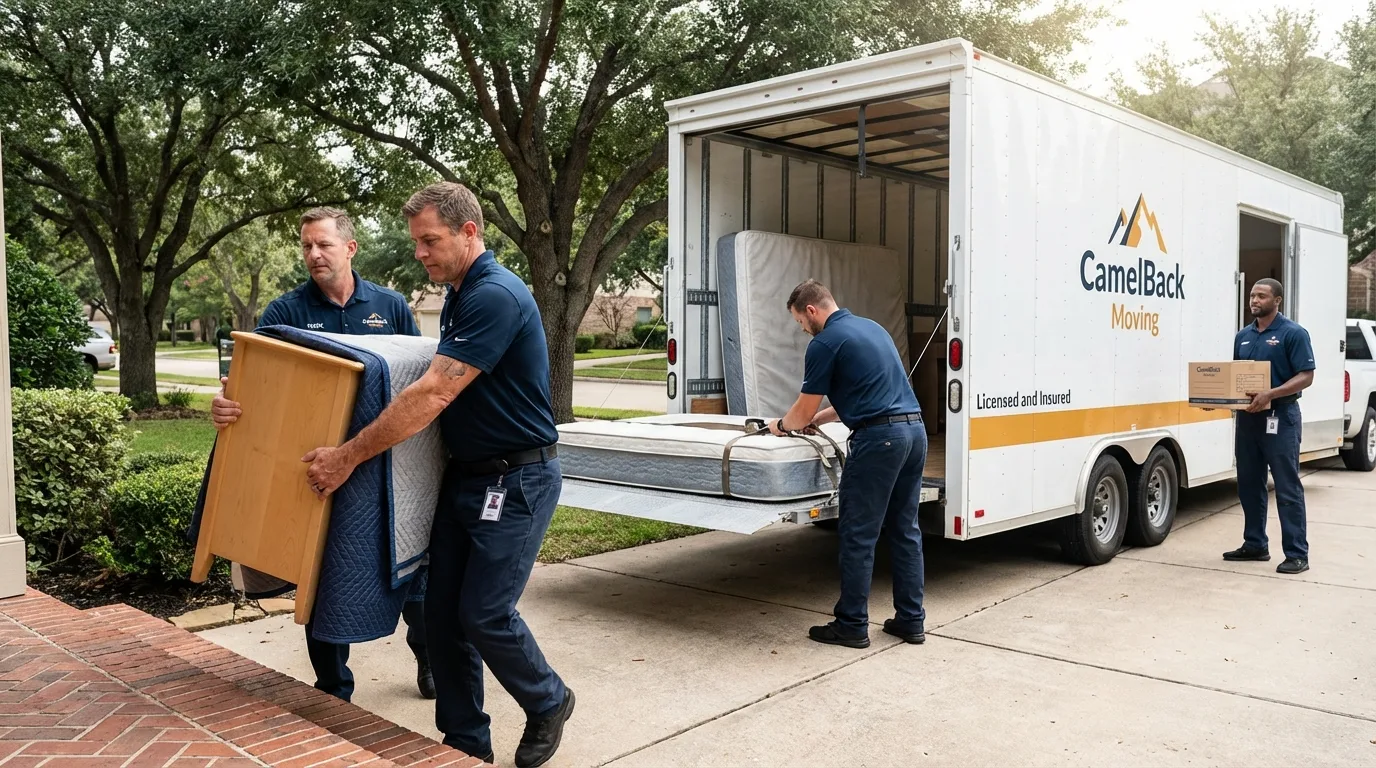 Crew loading residential truck for cross-state move from Chevak, AK