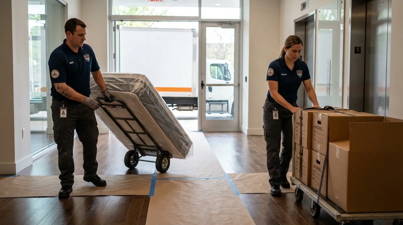 Professional apartment movers loading elevator in Chevak, AK